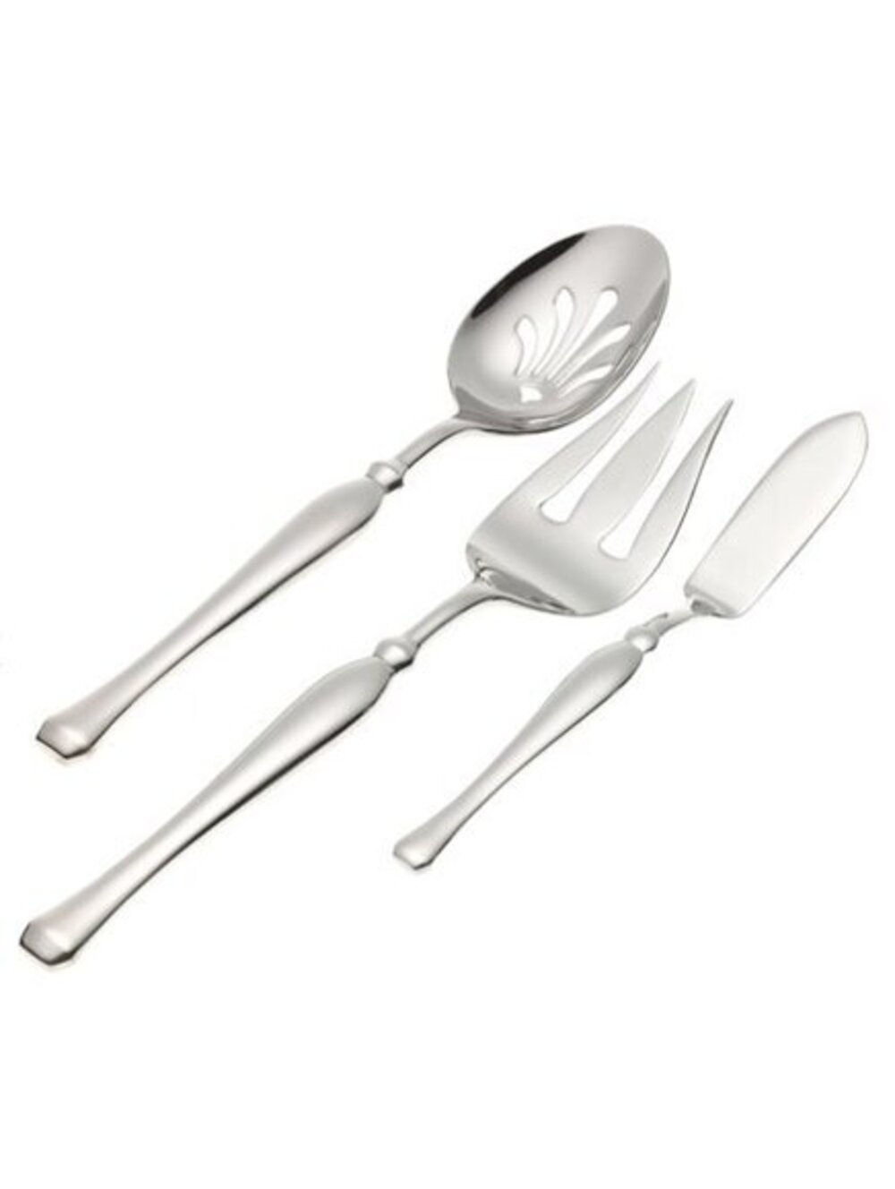 Yamazaki Bellaire GLOSSY 3 pc Serving Set Meat Fork, Butter Knife, Pierced Spoon